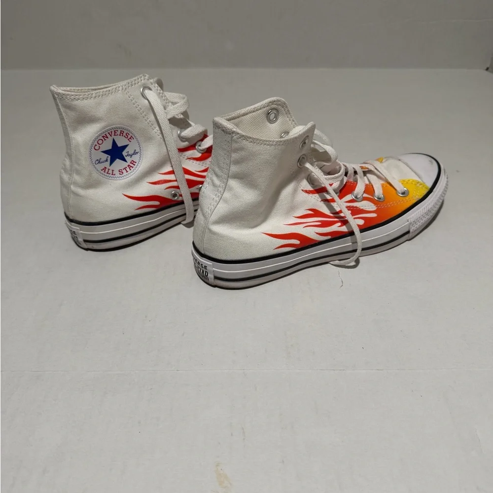 Converse Shoes White Flames All Stars Athletic Sneakers Chuck Taylor big kid's 6